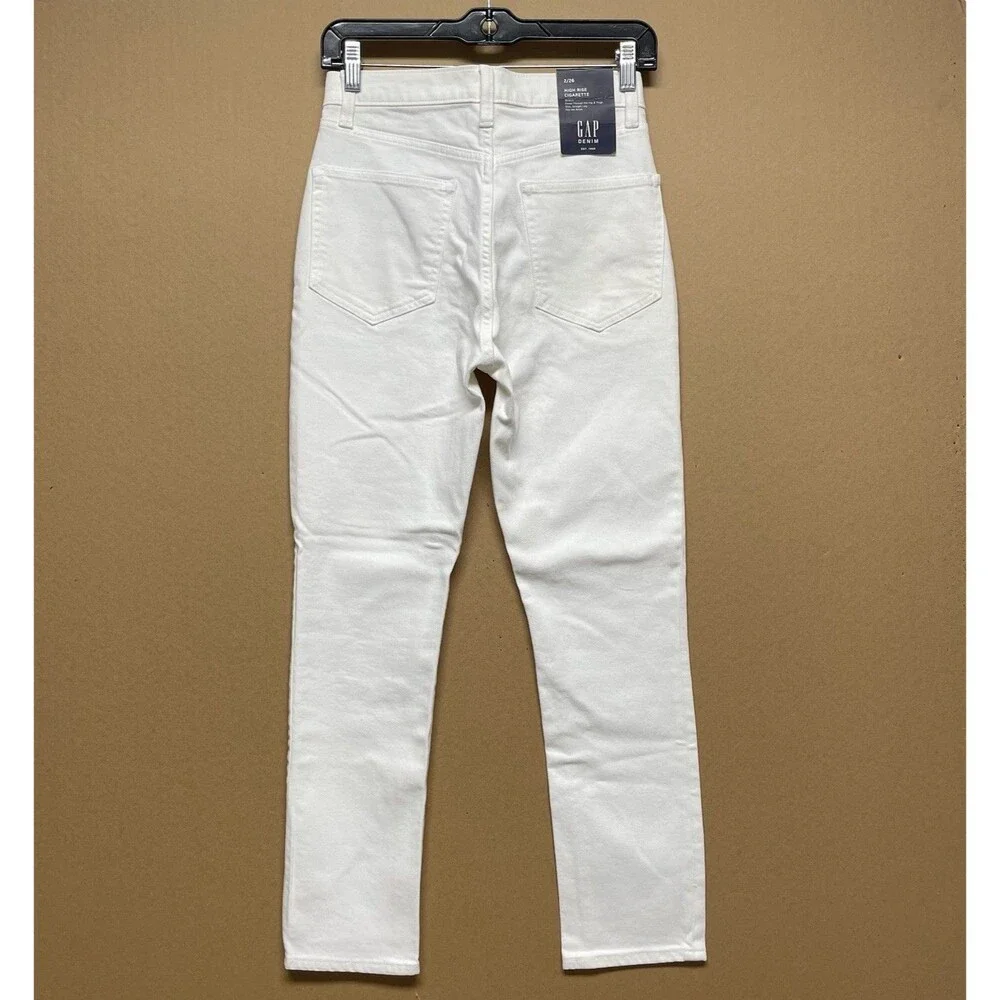 Gap High Rise Cigarette Slim Straight Women’s 2/26 White Stretch Ankle Jeans